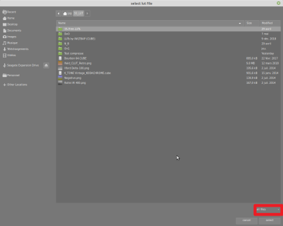.cube et .png file selection