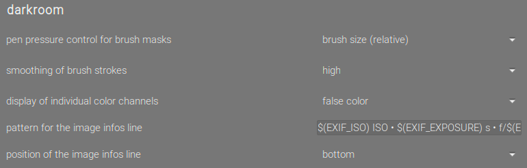 EXIF infos settings